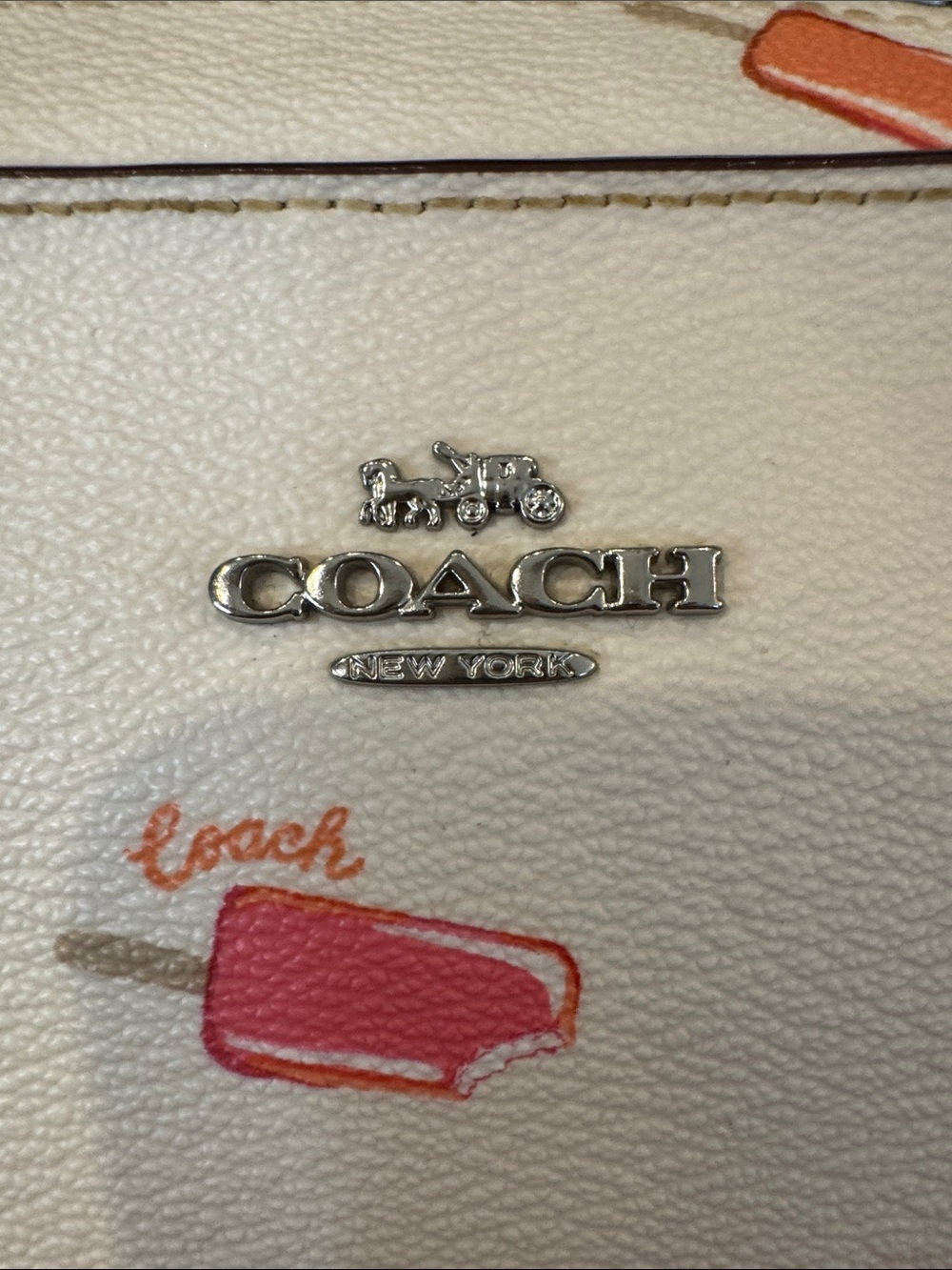 Coach White Leather Crossbody with Pink and Orange Popsicle Print - Picture 2 of 10